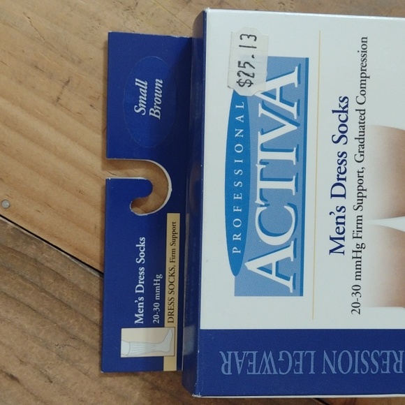 Activa 20-30mmHg Firm Support Graduated Compression Men's Dress Socks Brown NWT - Picture 2 of 8